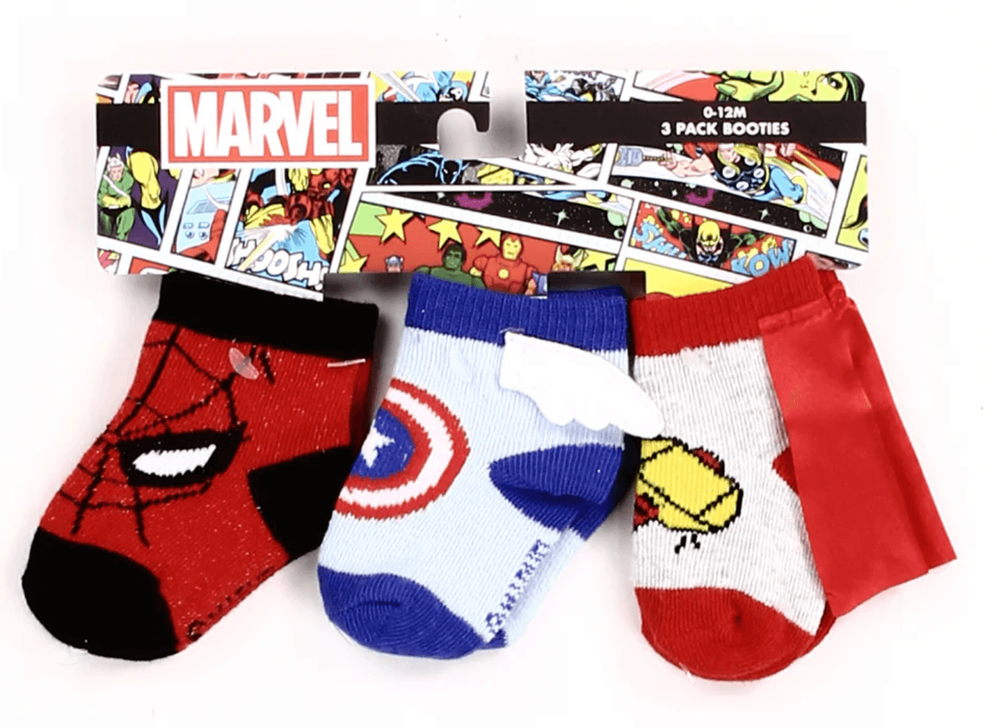Marvel Boys Bibs & Socks Gift Set 0-12M Spiderman Hulk Captain America Gift Set - Thumbnail 2
