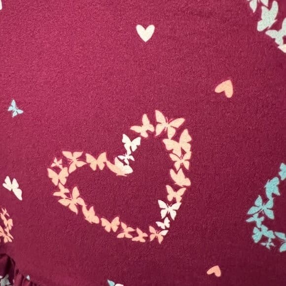 RMLA Burgundy Toddler Dress Butterfly Hearts Fluffy Tie Dyed Purse 4T - Thumbnail 5