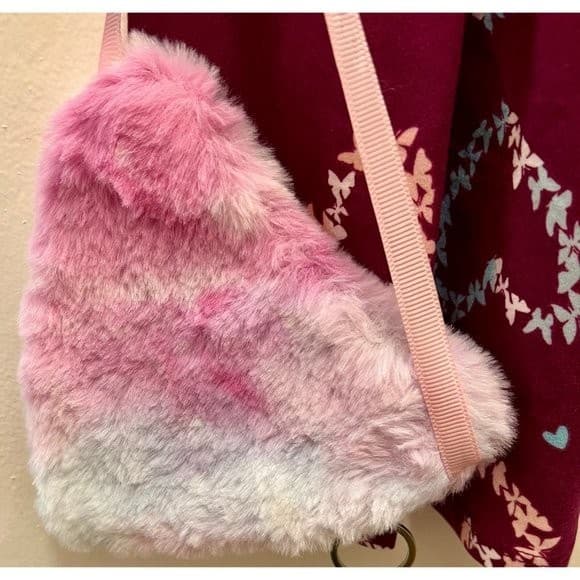 RMLA Burgundy Toddler Dress Butterfly Hearts Fluffy Tie Dyed Purse 4T - Thumbnail 4