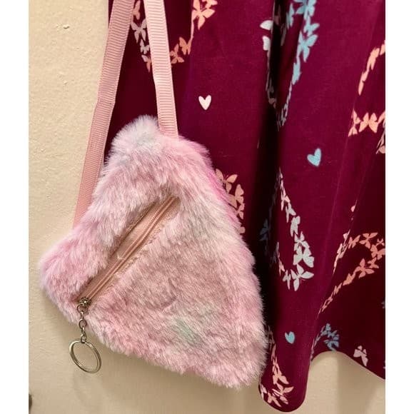 RMLA Burgundy Toddler Dress Butterfly Hearts Fluffy Tie Dyed Purse 2T - Thumbnail 3