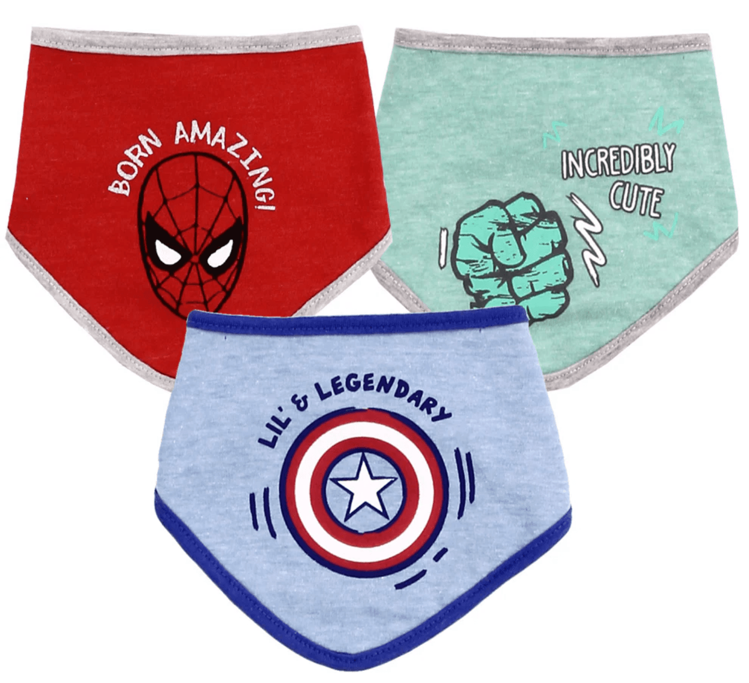 Marvel Boys Bibs & Socks Gift Set 0-12M Spiderman Hulk Captain America Gift Set - Thumbnail 3