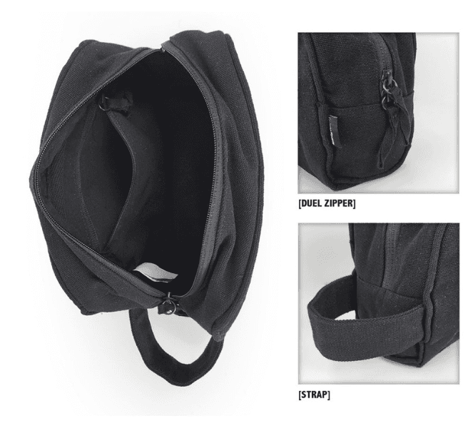 Personalized Men’s Toiletry Bag Custom Name Black Canvas Dopp Kit Travel Groom - Thumbnail 6