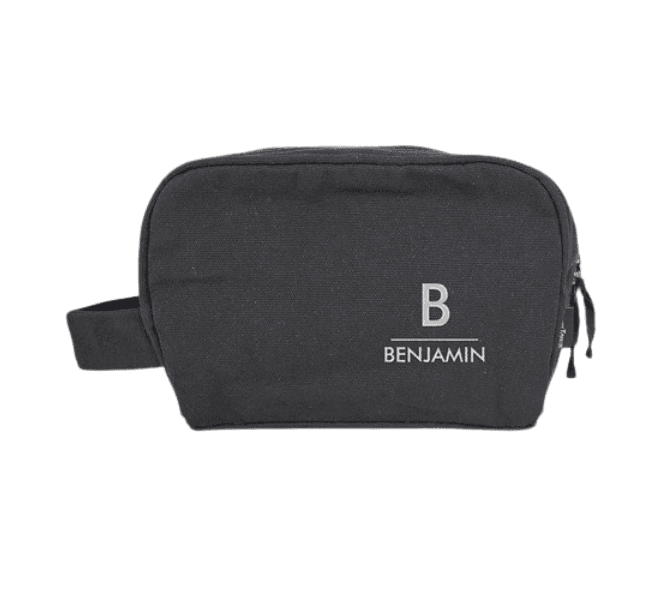 Personalized Men’s Toiletry Bag Custom Name Black Canvas Dopp Kit Travel Groom - Thumbnail 2