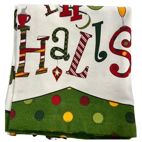 2 Whimsical Christmas Kitchen Towels Discontinued Jingle and Deck the Halls - Thumbnail 2