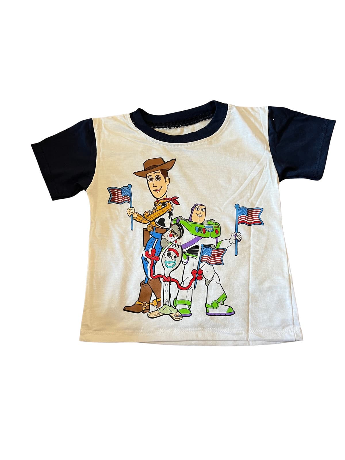 Disney Pixar Toy Story Toddler 2T U.S.A. Flag T-Shirt Woody Buzz Forky Tee