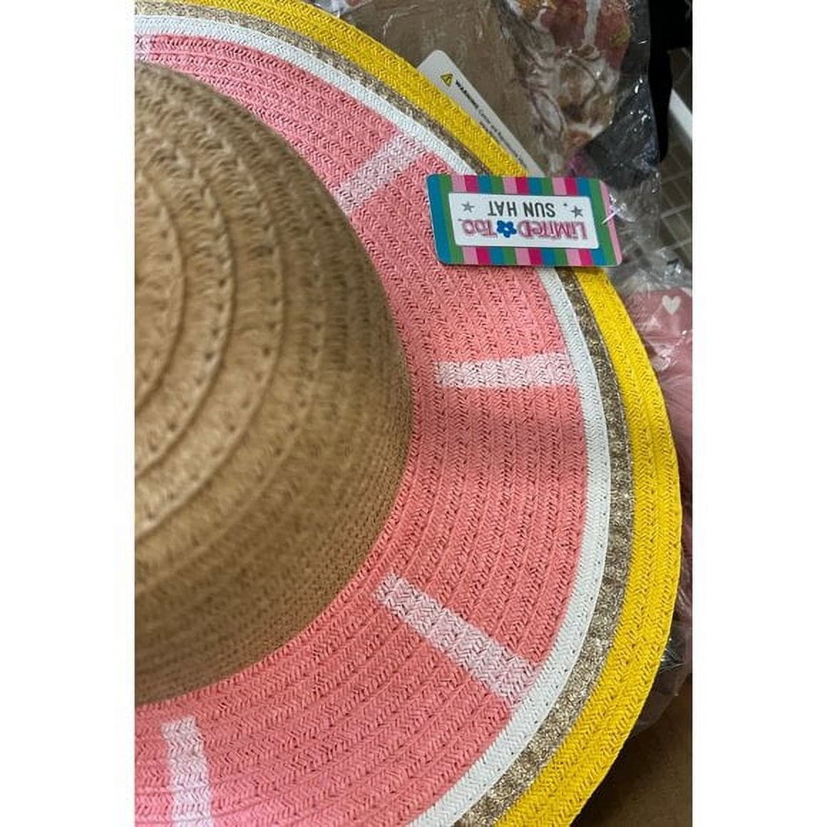 Limited Too Floppy Sun Hat For Girls & Teens Bright Pink Yellow Gold Metallic