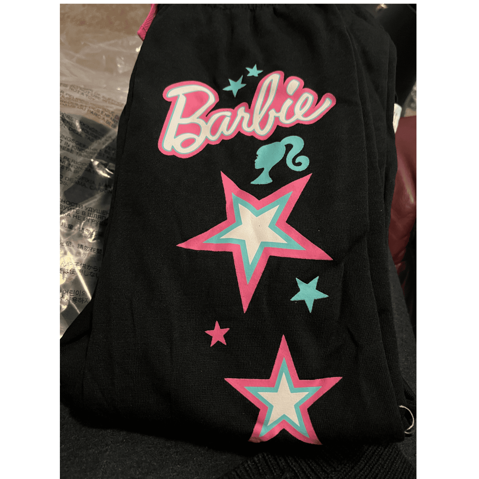 Barbie Girls Size 5 Two-Piece Fleece Hoodie Set, Black Hoodie + Pants Glitter - Thumbnail 5
