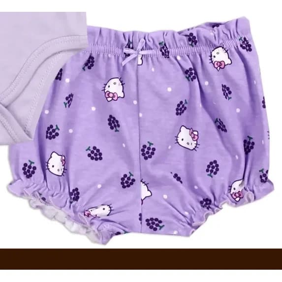 HELLO KITTY Newborn Girls 3-Piece Bodysuit, Short & Headband Set, Size 9M - Thumbnail 4