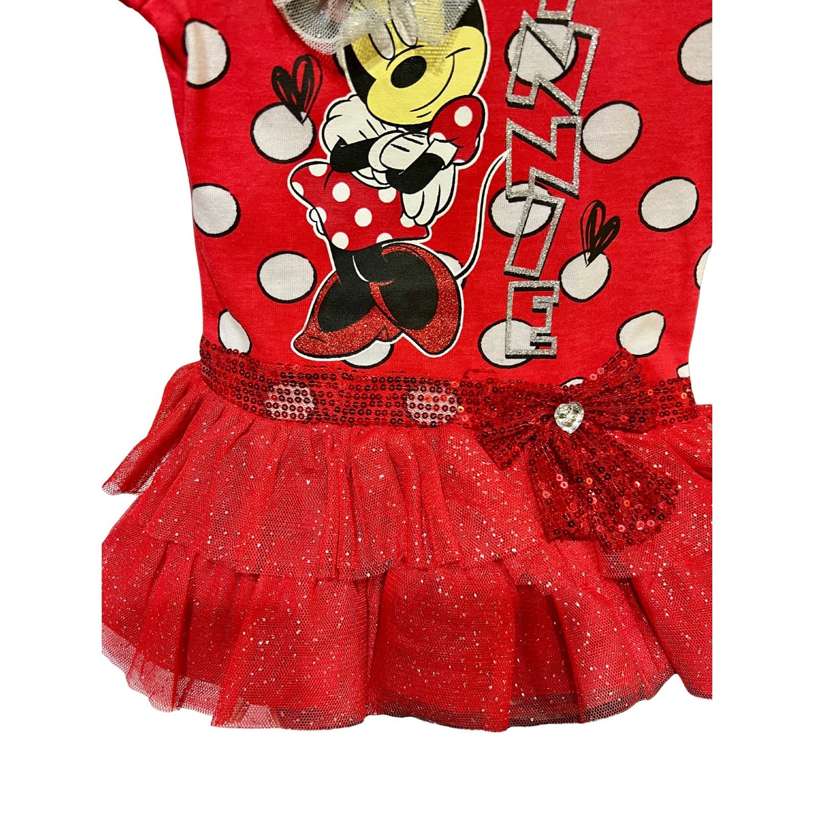 Disney Minnie Mouse Red Polka Dot Tulle Dress Toddler Girls - Thumbnail 5