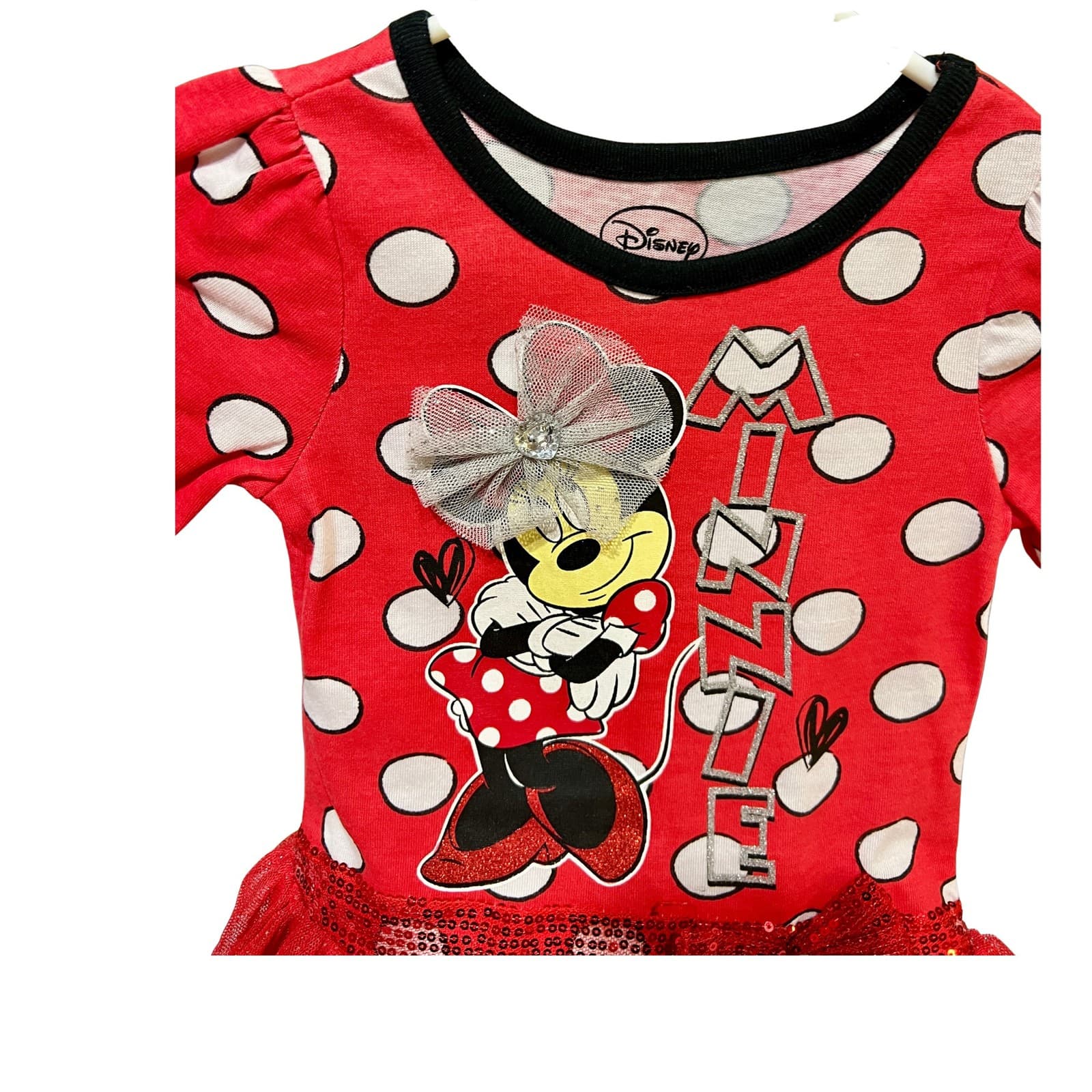 Disney Minnie Mouse Red Polka Dot Tulle Dress Toddler Girls - Thumbnail 3