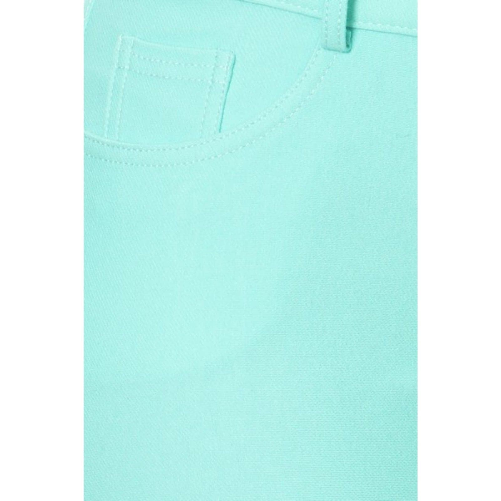 Yelete Women's Plus Size Pants Solid Straight Leg Crop Turquoise Sz XL 2XL 3XL - Thumbnail 4