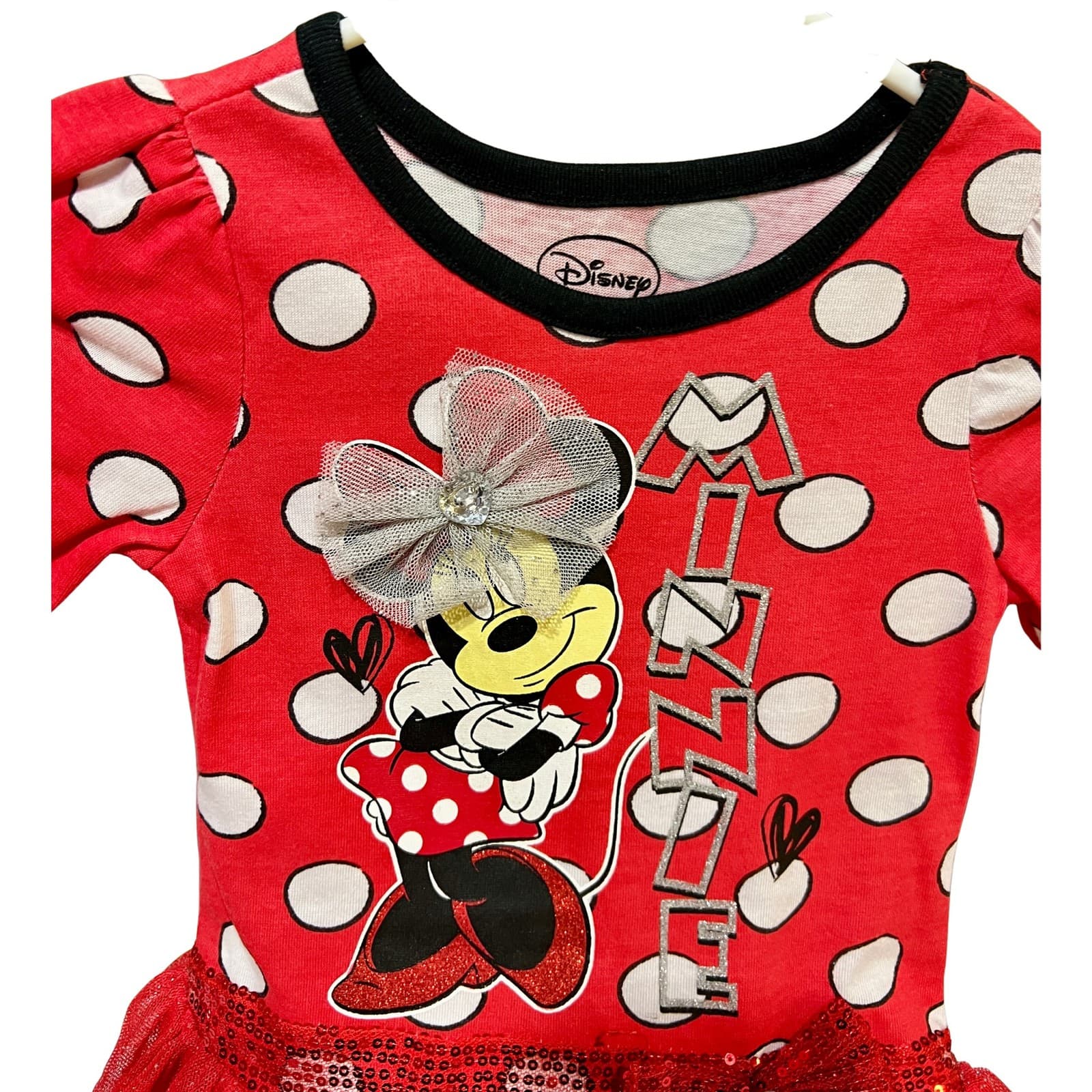 Disney Minnie Mouse Red Polka Dot Tulle Dress Toddler Girls - Thumbnail 4