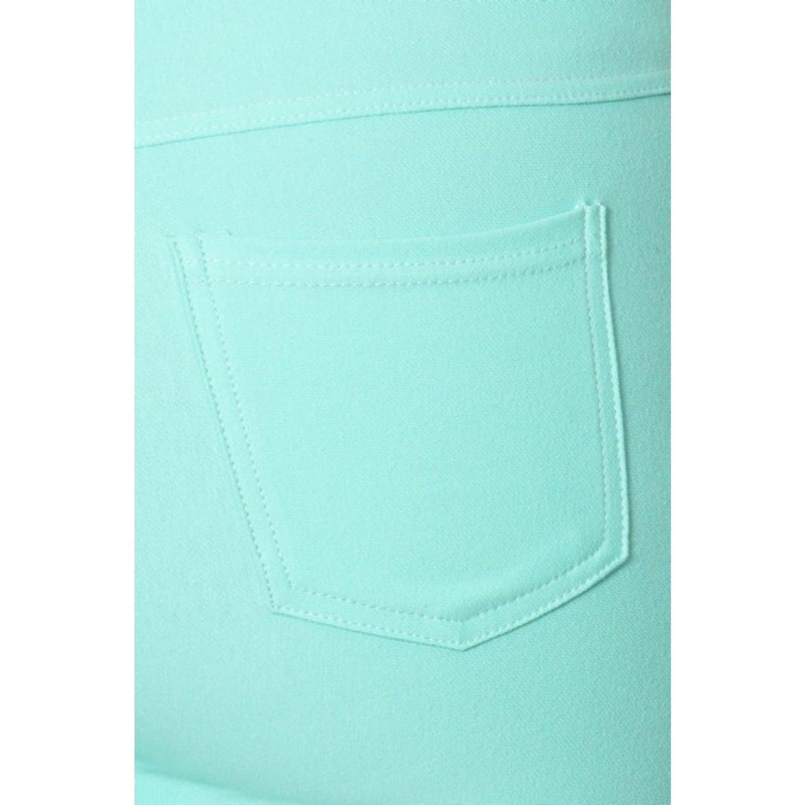 Yelete Women's Plus Size Pants Solid Straight Leg Crop Turquoise Sz XL 2XL 3XL - Thumbnail 5