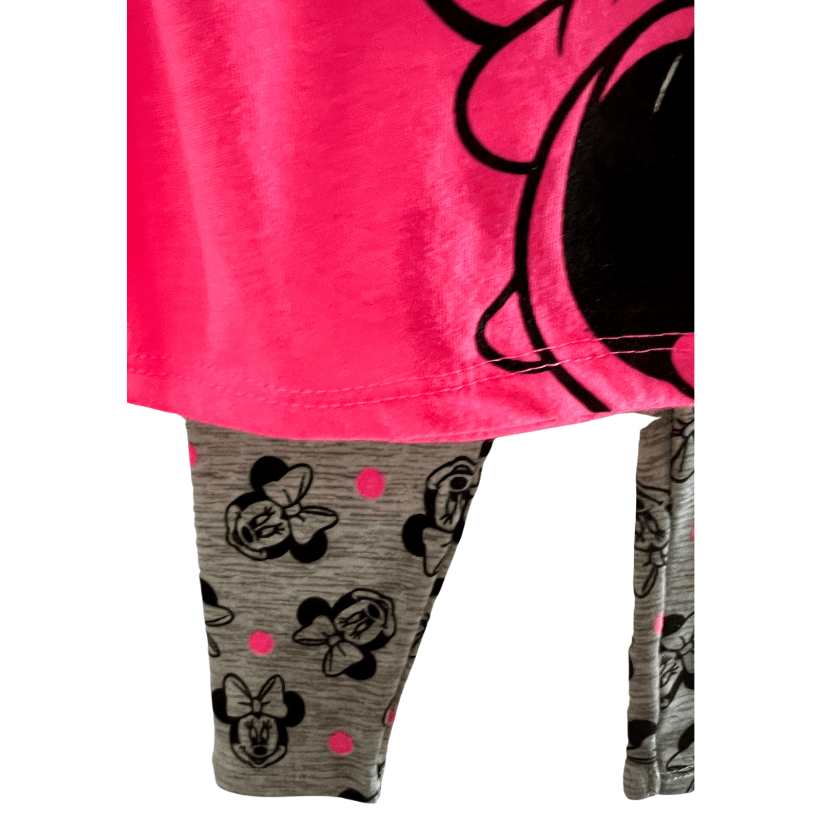 Minnie Mouse Baby Girls 2Pc Legging Set/12M Coral & Grey Silver Glitter. - Thumbnail 3