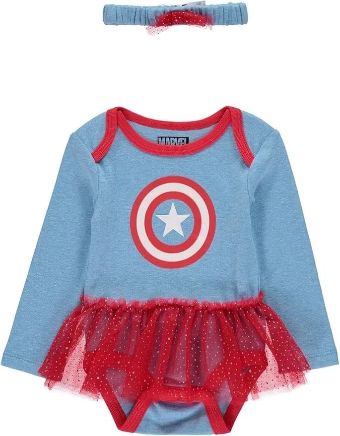 NWT Marvel Captain America Newborn Tutu Bodysuit Headband Set 0-3M 3-6M 6-9M - Thumbnail 4