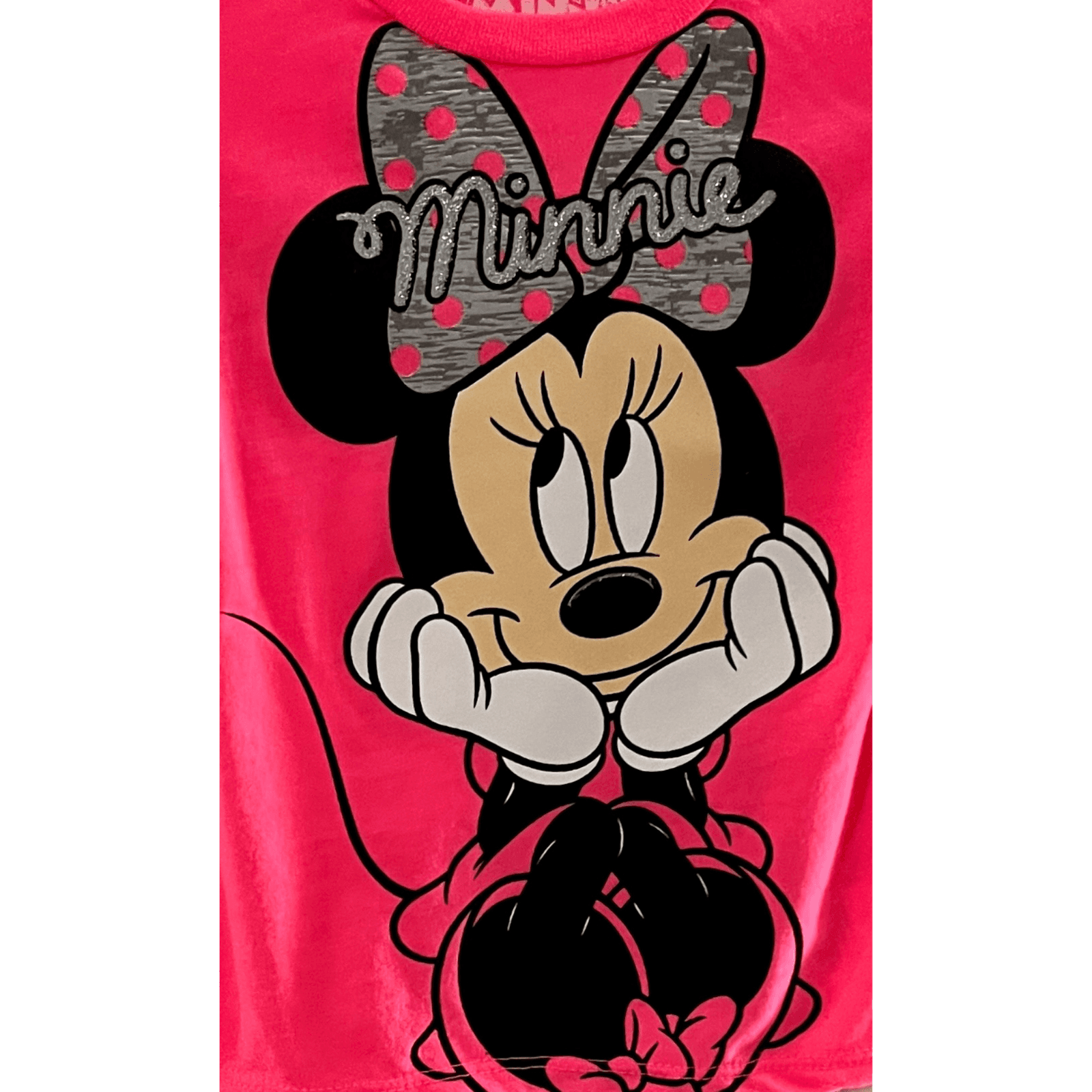 Minnie Mouse Baby Girls 2Pc Legging Set/12M Coral & Grey Silver Glitter. - Thumbnail 2