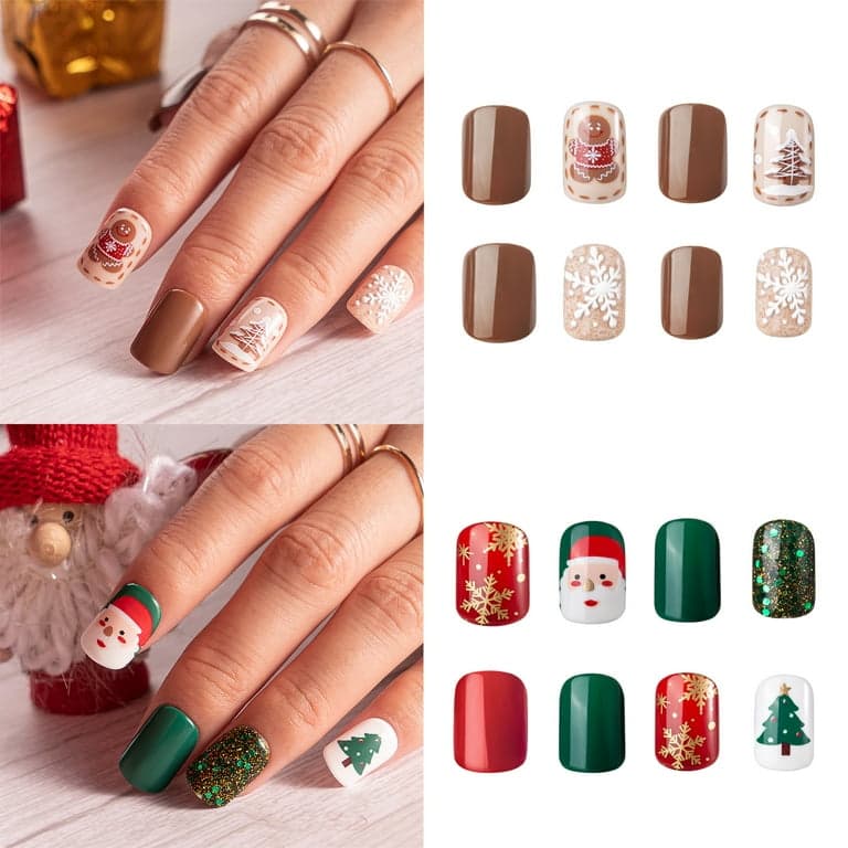 Vamony Press on Nails  60 Pcs Short Coffin Shapes Fake Nails  Press-on Nails Kit with Adhesive Tabs  Mani Sticks and Files  Artificial Nails for Girls - Thumbnail 7