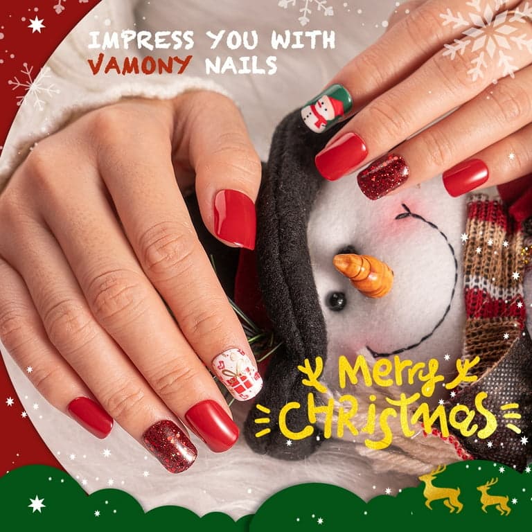 Vamony Press on Nails  60 Pcs Short Coffin Shapes Fake Nails  Press-on Nails Kit with Adhesive Tabs  Mani Sticks and Files  Artificial Nails for Girls - Thumbnail 3