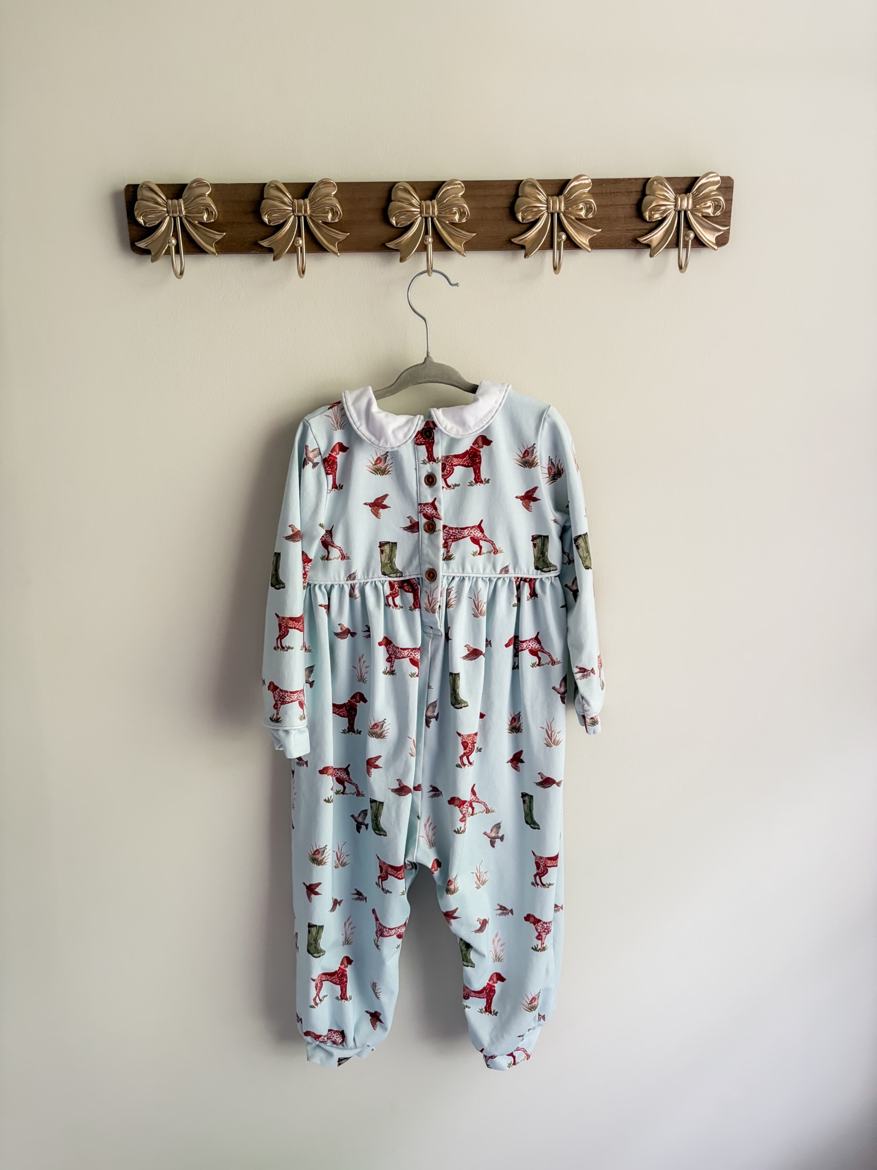 Shrimp and Grits Kids boys size 3T Dog and Duck Romper with Collar - Thumbnail 2