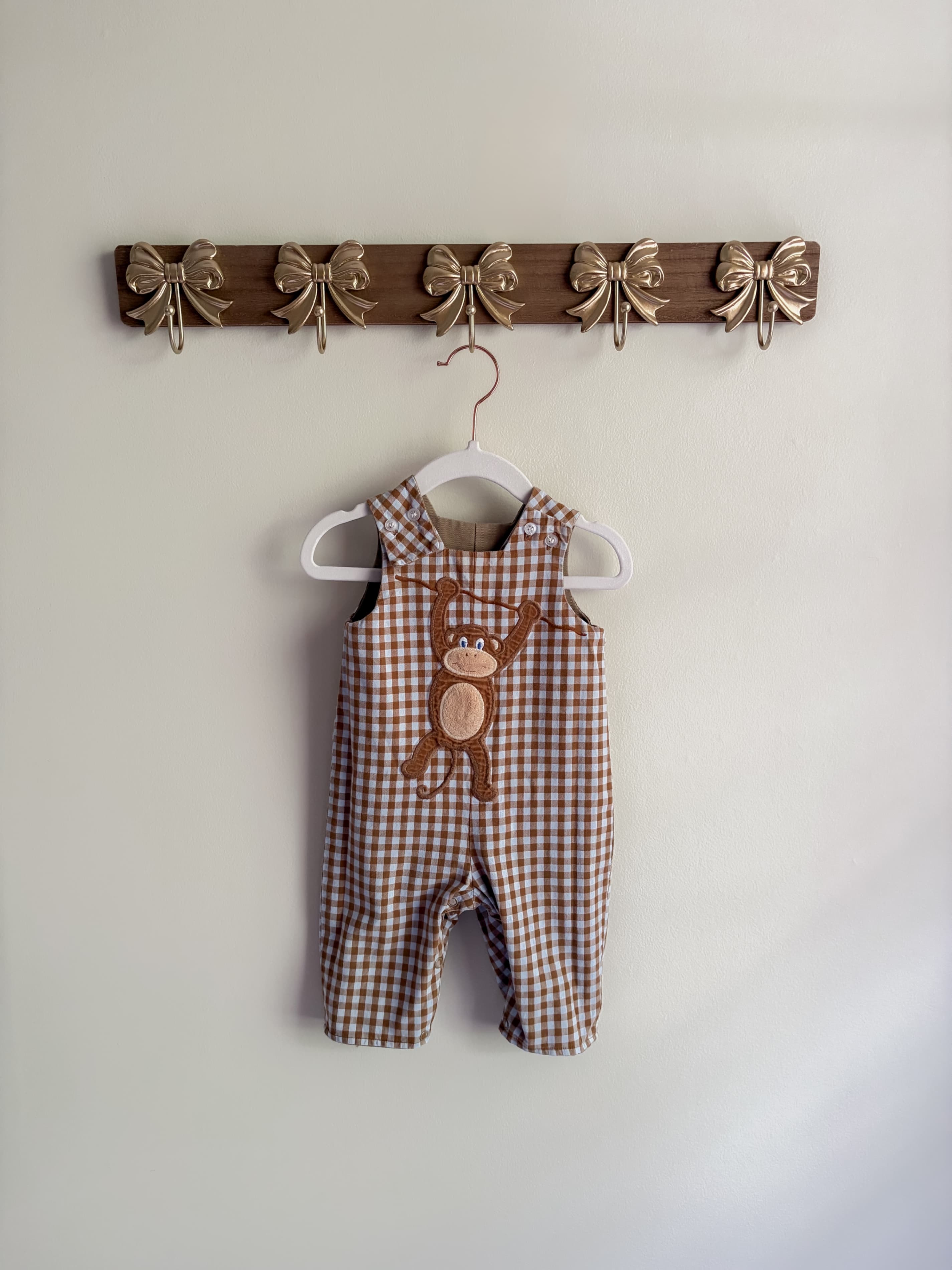 Football/Monkey Reversible Toddler Overalls size 9 months - Thumbnail 3
