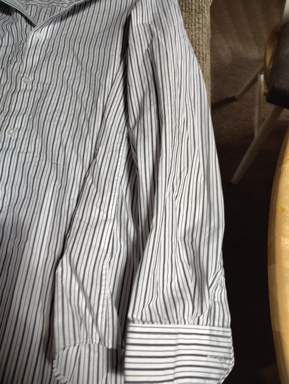 H&M Easy-Iron Long-Sleeve Button Up Shirt Large Multicolor Striped Slim Fit - Thumbnail 3