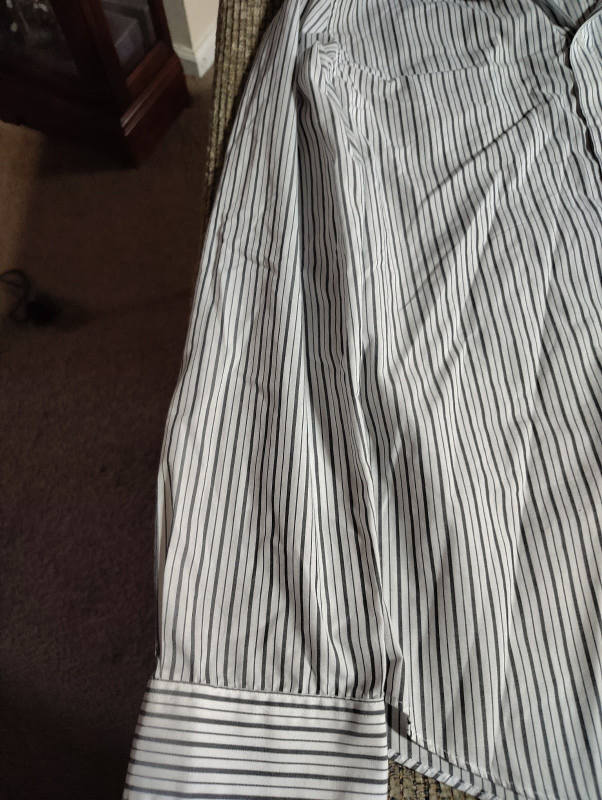 H&M Easy-Iron Long-Sleeve Button Up Shirt Large Multicolor Striped Slim Fit - Thumbnail 2