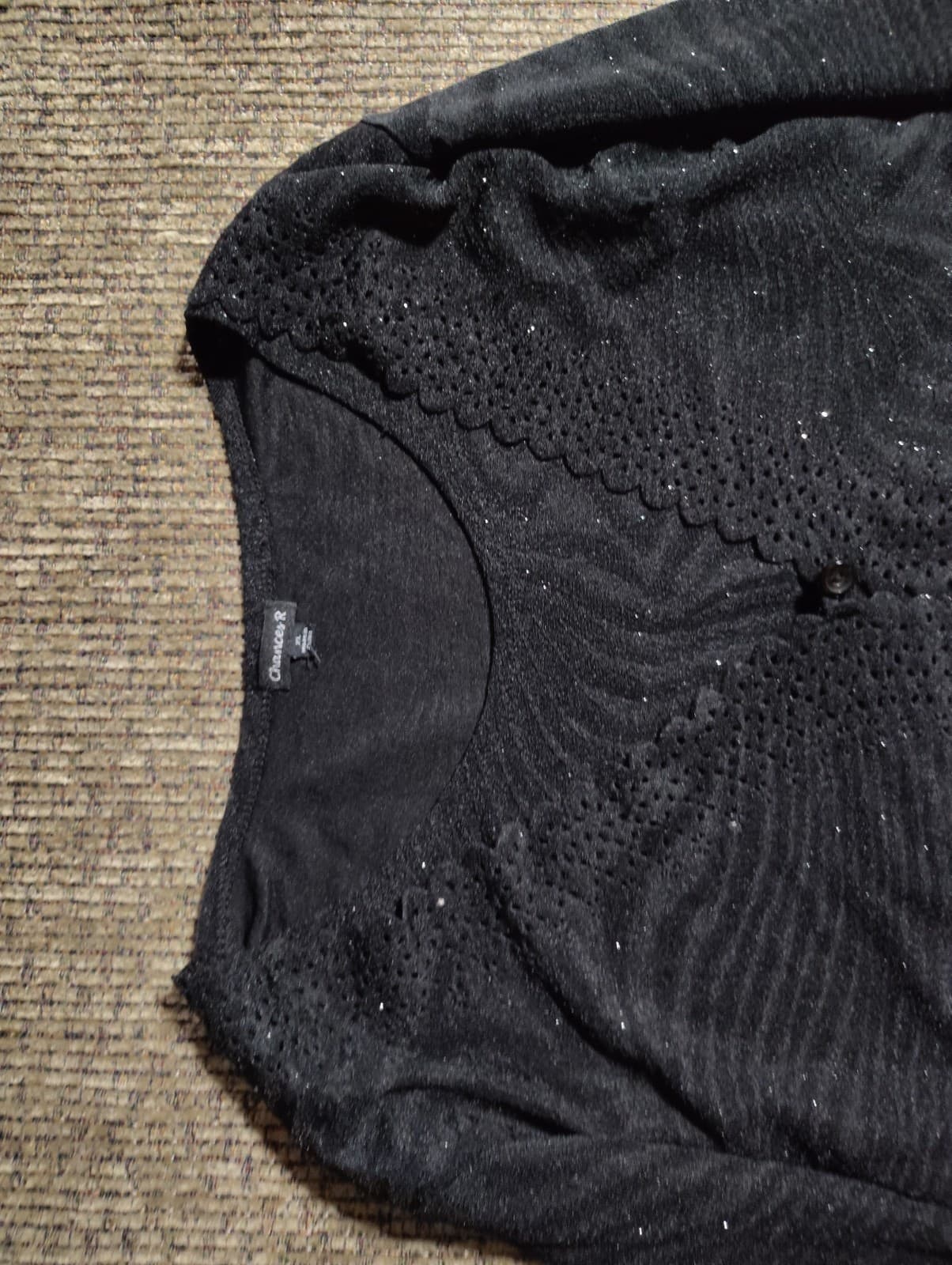 Chances R Womens Cadigan XL Open Front Sparkly Black - Thumbnail 5