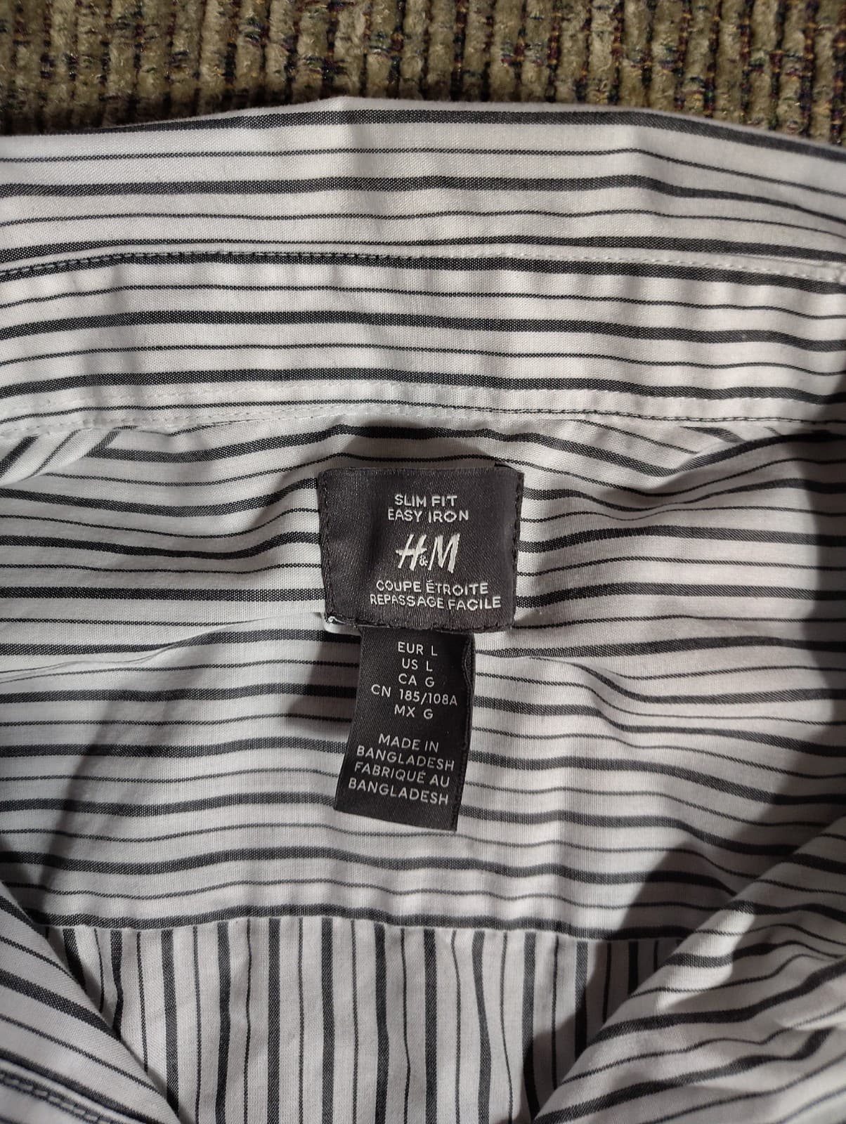 H&M Easy-Iron Long-Sleeve Button Up Shirt Large Multicolor Striped Slim Fit - Thumbnail 4