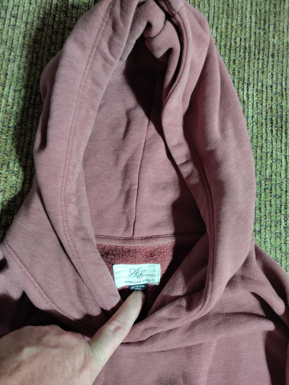 American Eagle Mens Hoodie *L/XL Soft Burgundy Long Sleeve Sweatshirt - Thumbnail 4