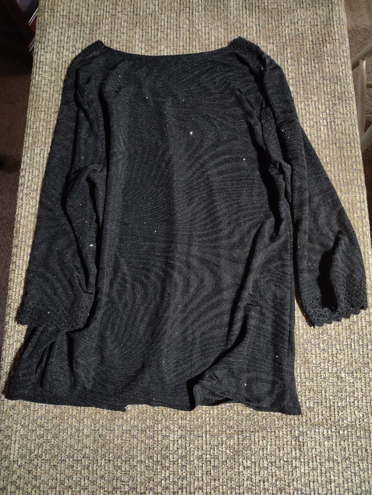 Chances R Womens Cadigan XL Open Front Sparkly Black - Thumbnail 6