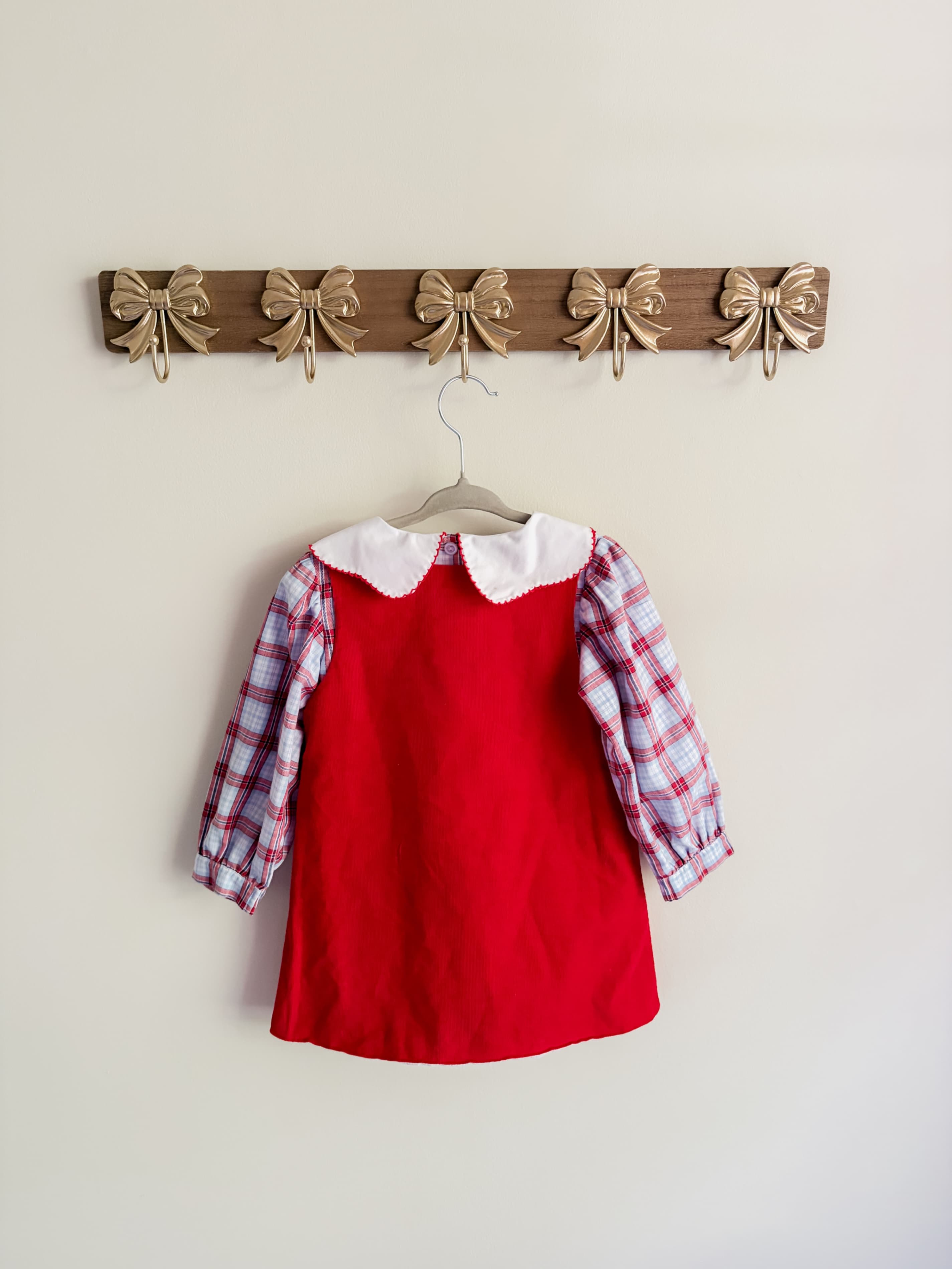 True girls size 2T Red Plaid Girls' Dress with White Collar - Thumbnail 2