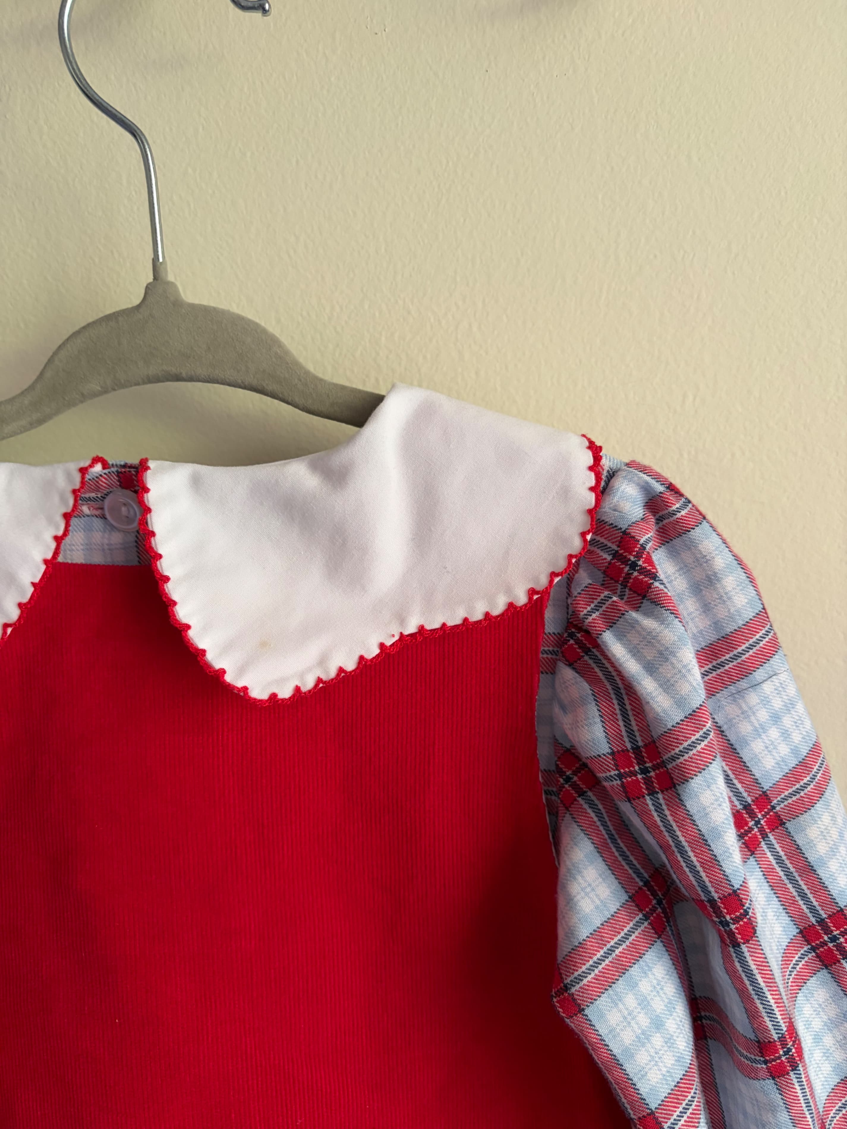 True girls size 2T Red Plaid Girls' Dress with White Collar - Thumbnail 4
