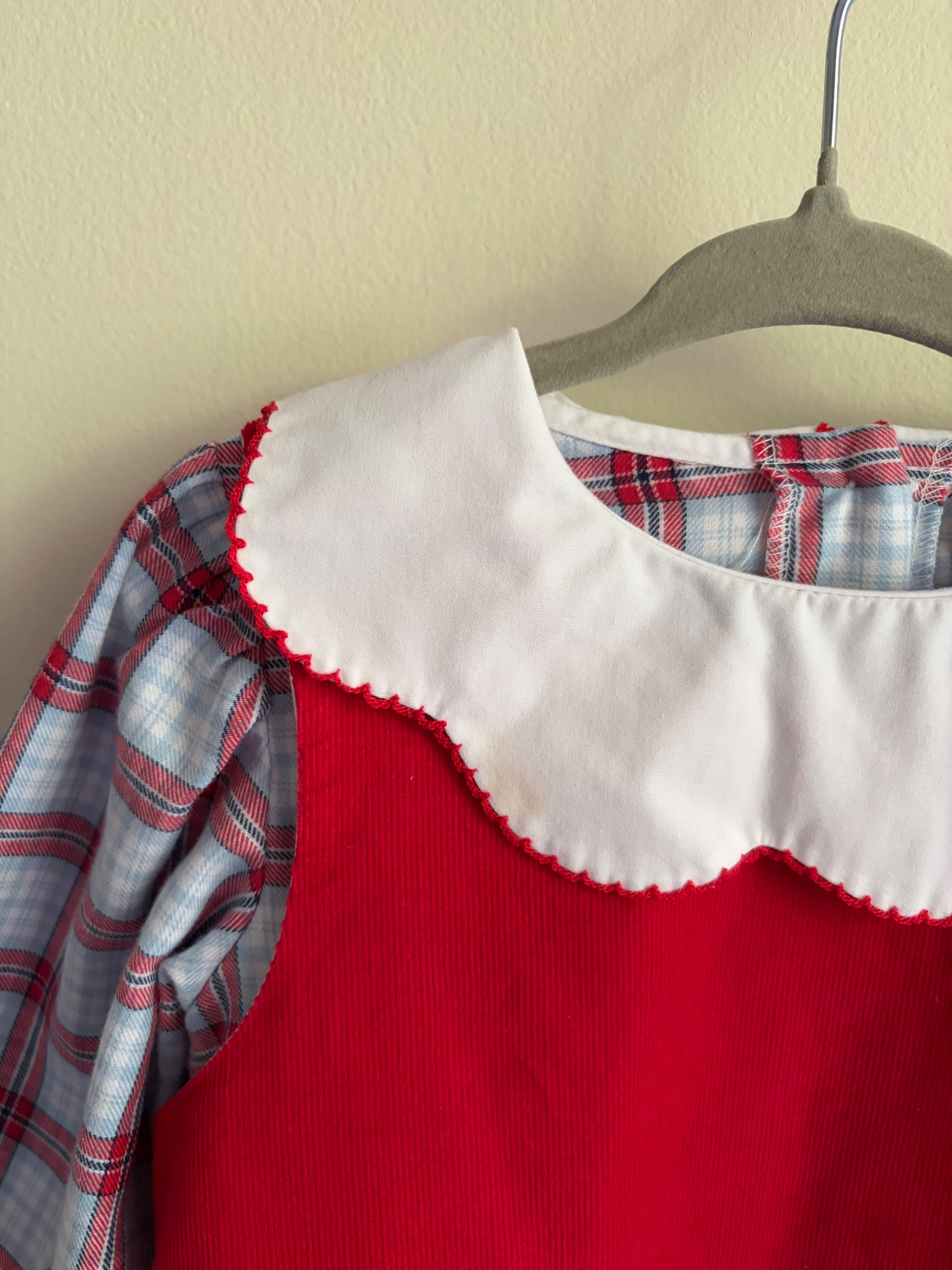 True girls size 2T Red Plaid Girls' Dress with White Collar - Thumbnail 3