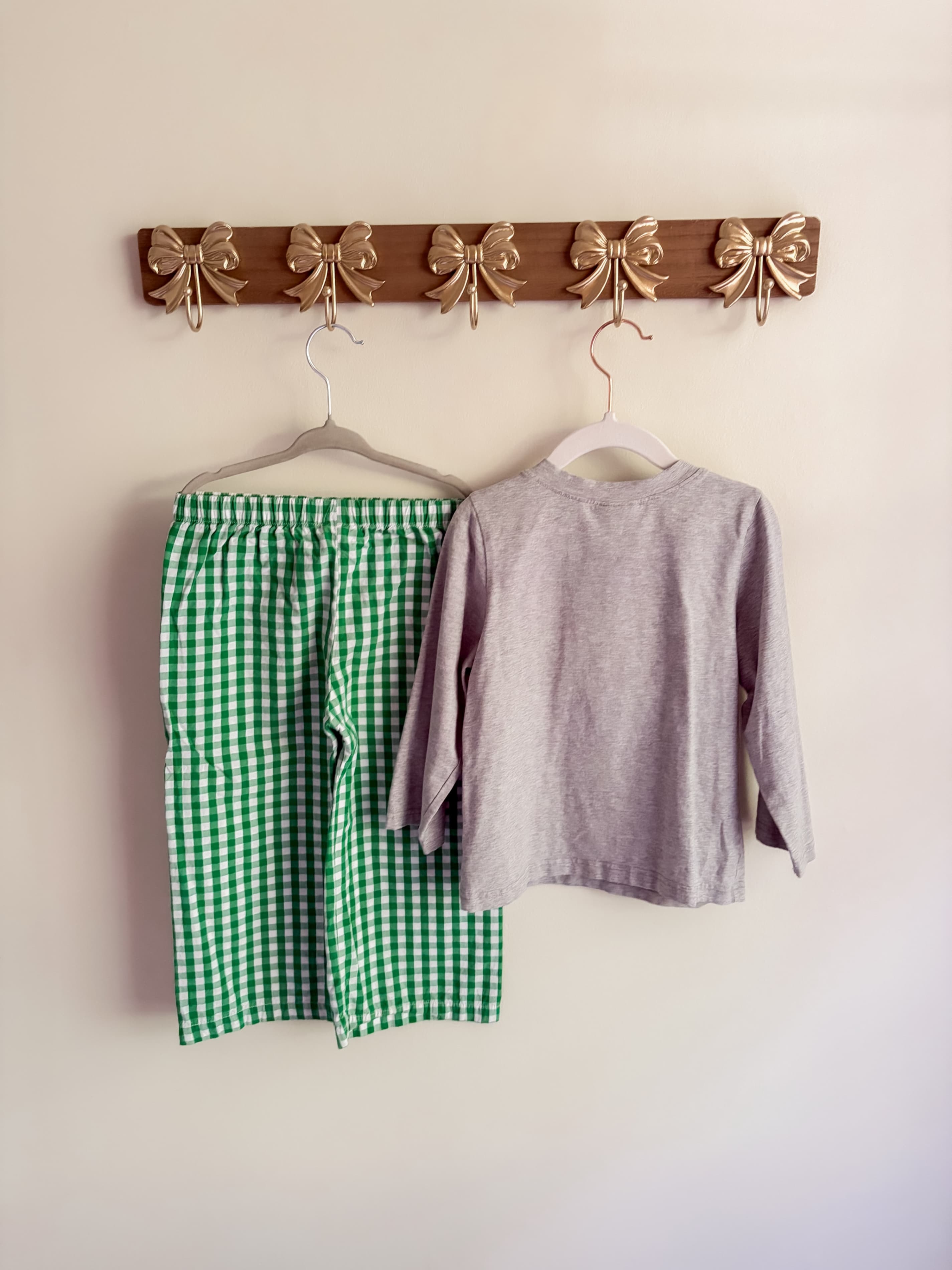 The Smocking Place boys size 4 Soccer Top and Green Gingham Pants Set - Thumbnail 2