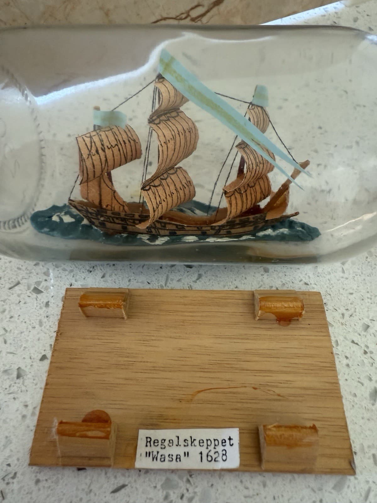Model of Swedish Warship “Wasa” Inside Glass Bottle - Thumbnail 4