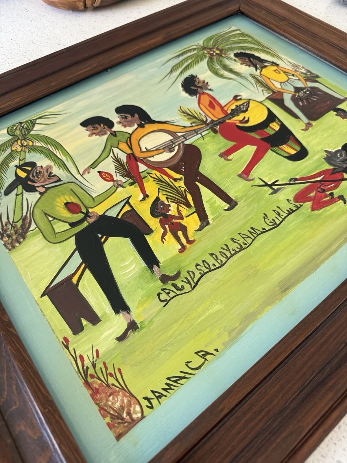 Original Jamaican Folk Art Calypso Scene Painting - Thumbnail 8