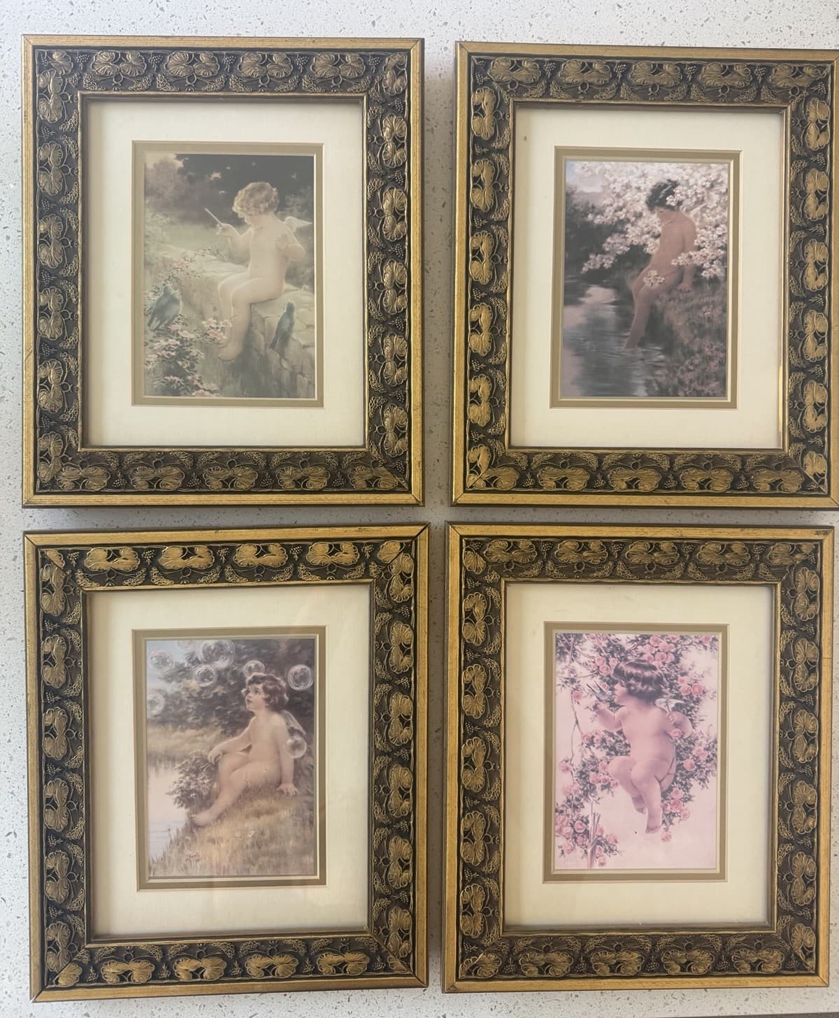 Vintage Bessie Pease Gutmann Framed Prints - Set of 4