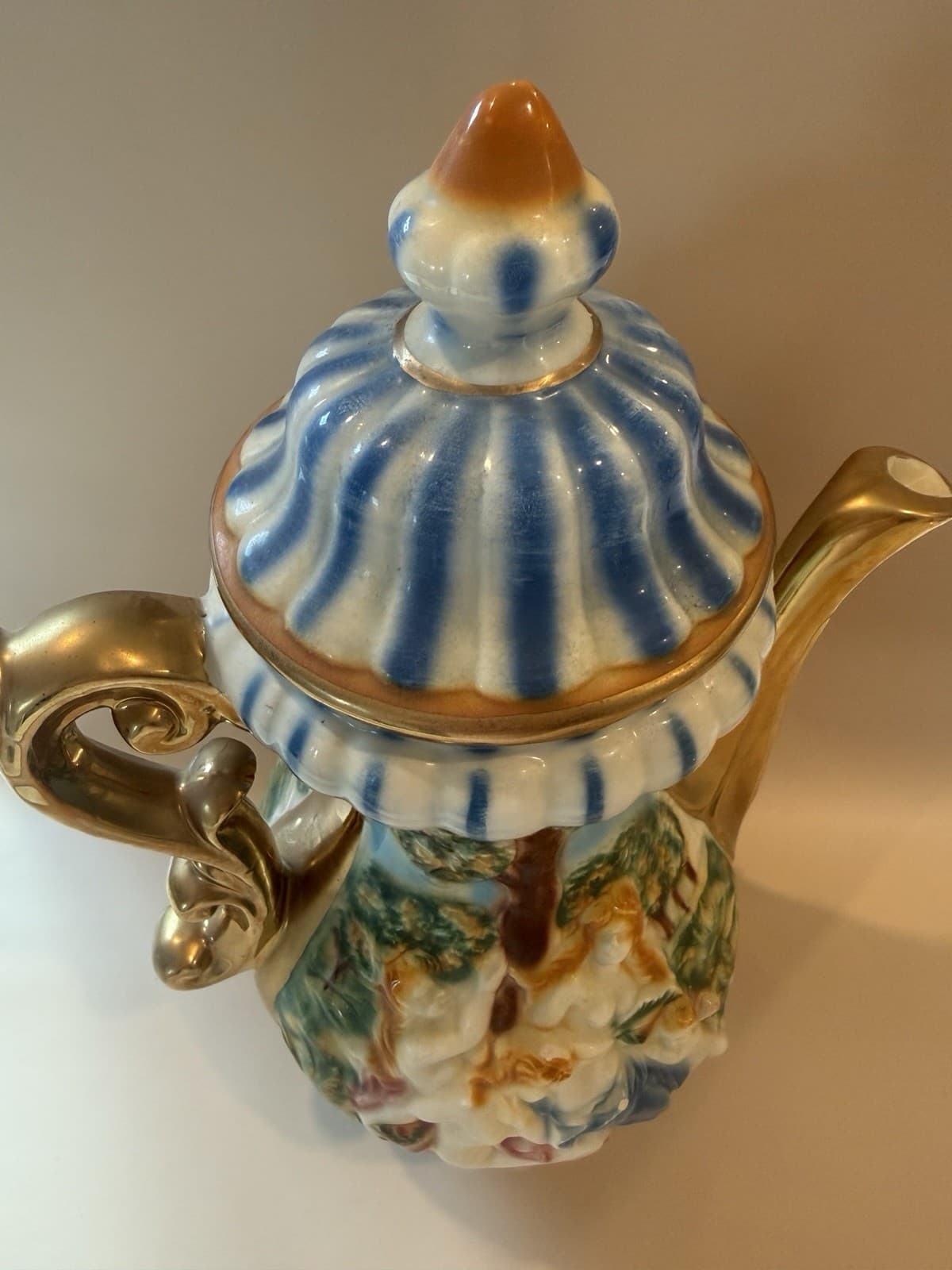 Vintage Norleans Large Capodimonte-Style Porcelain Teapot Made in Italy - Thumbnail 5
