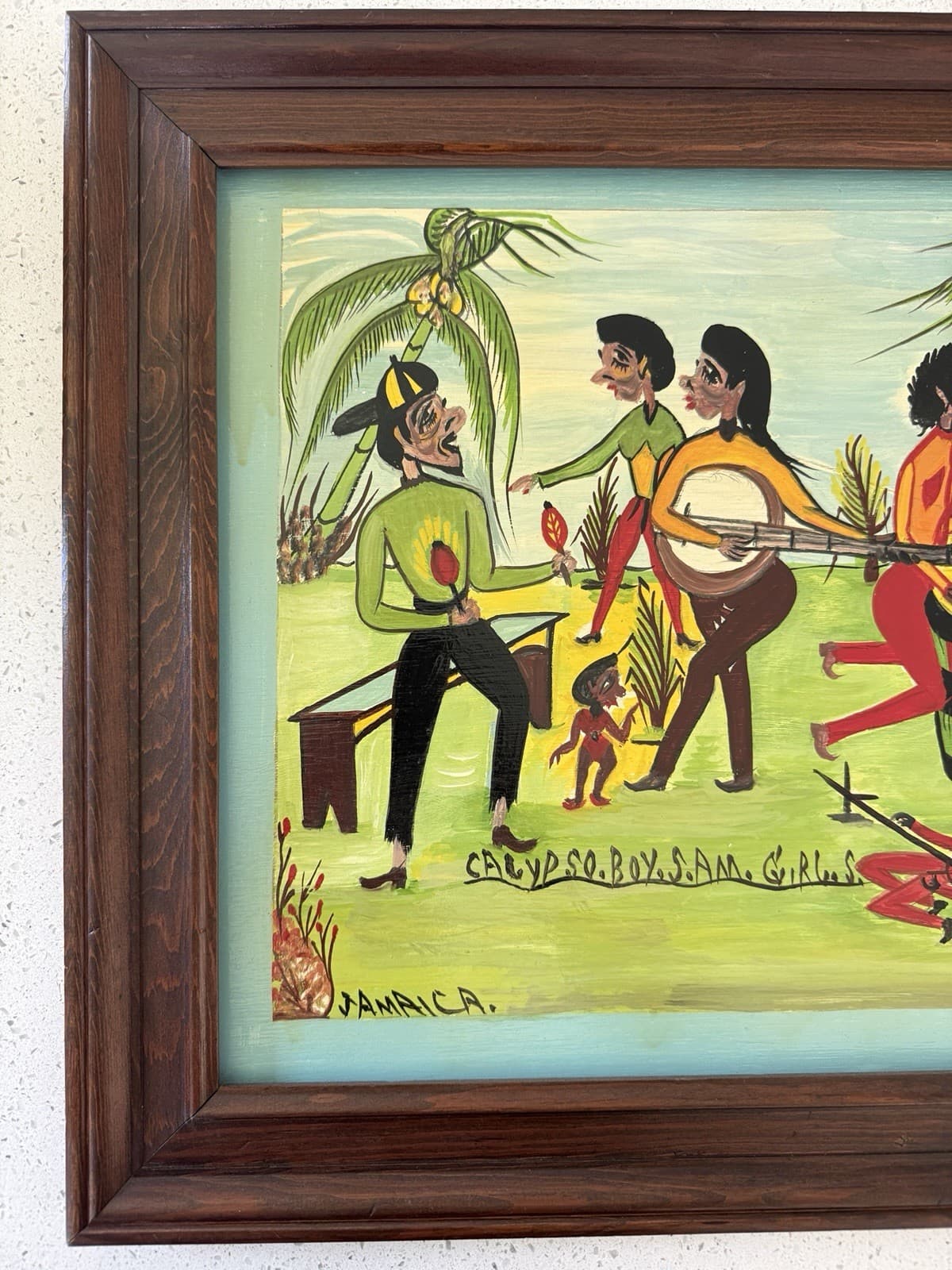 Original Jamaican Folk Art Calypso Scene Painting - Thumbnail 2