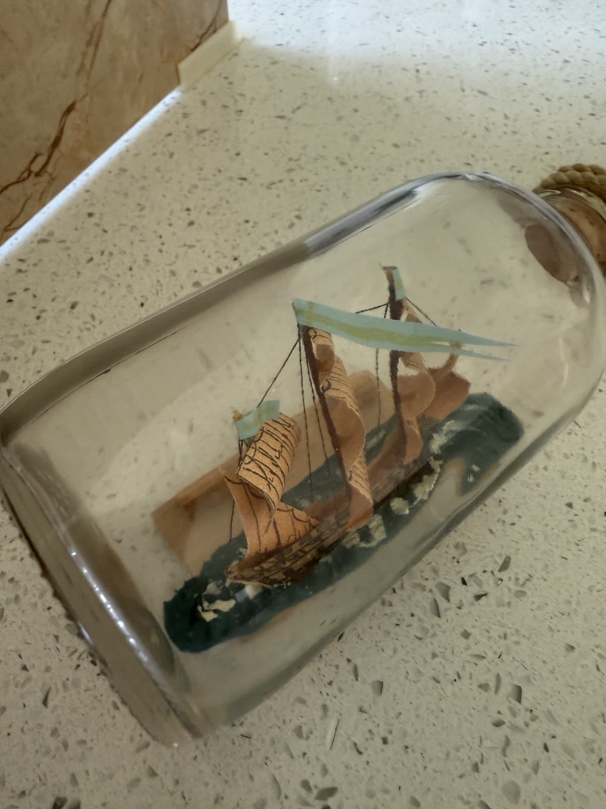 Model of Swedish Warship “Wasa” Inside Glass Bottle - Thumbnail 5