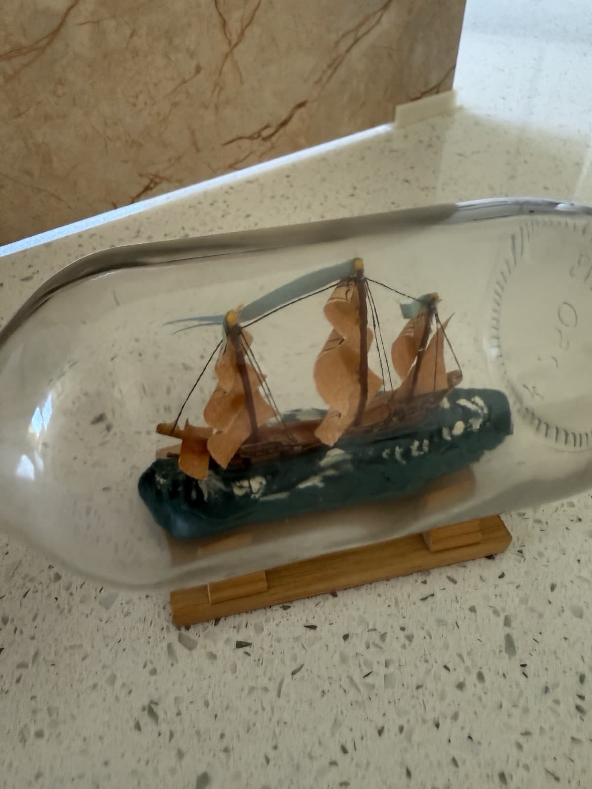 Model of Swedish Warship “Wasa” Inside Glass Bottle - Thumbnail 6