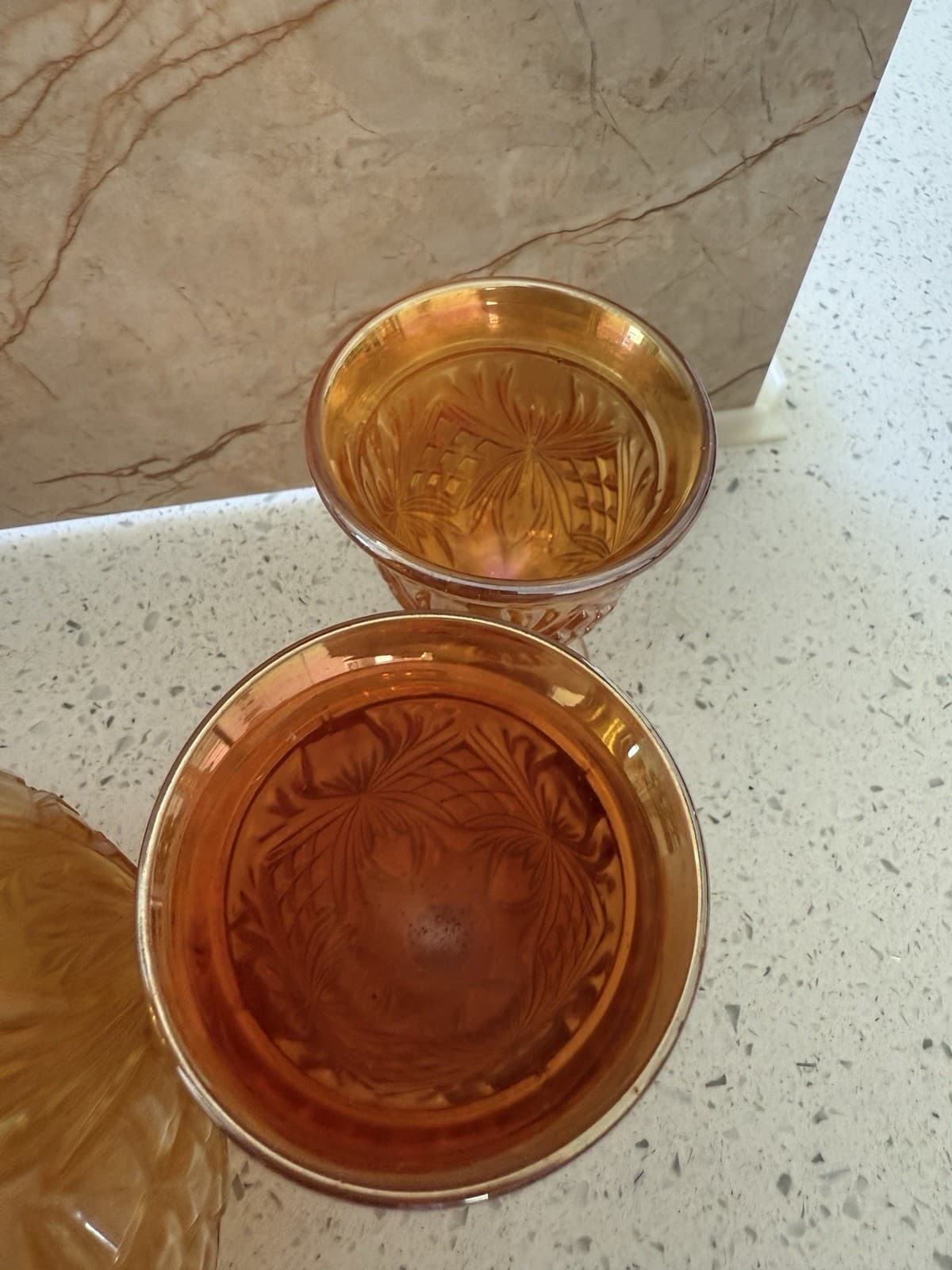 Vintage Imperial Glass Company Marigold Carnival Glass Decanter and Cordial Set - Thumbnail 11