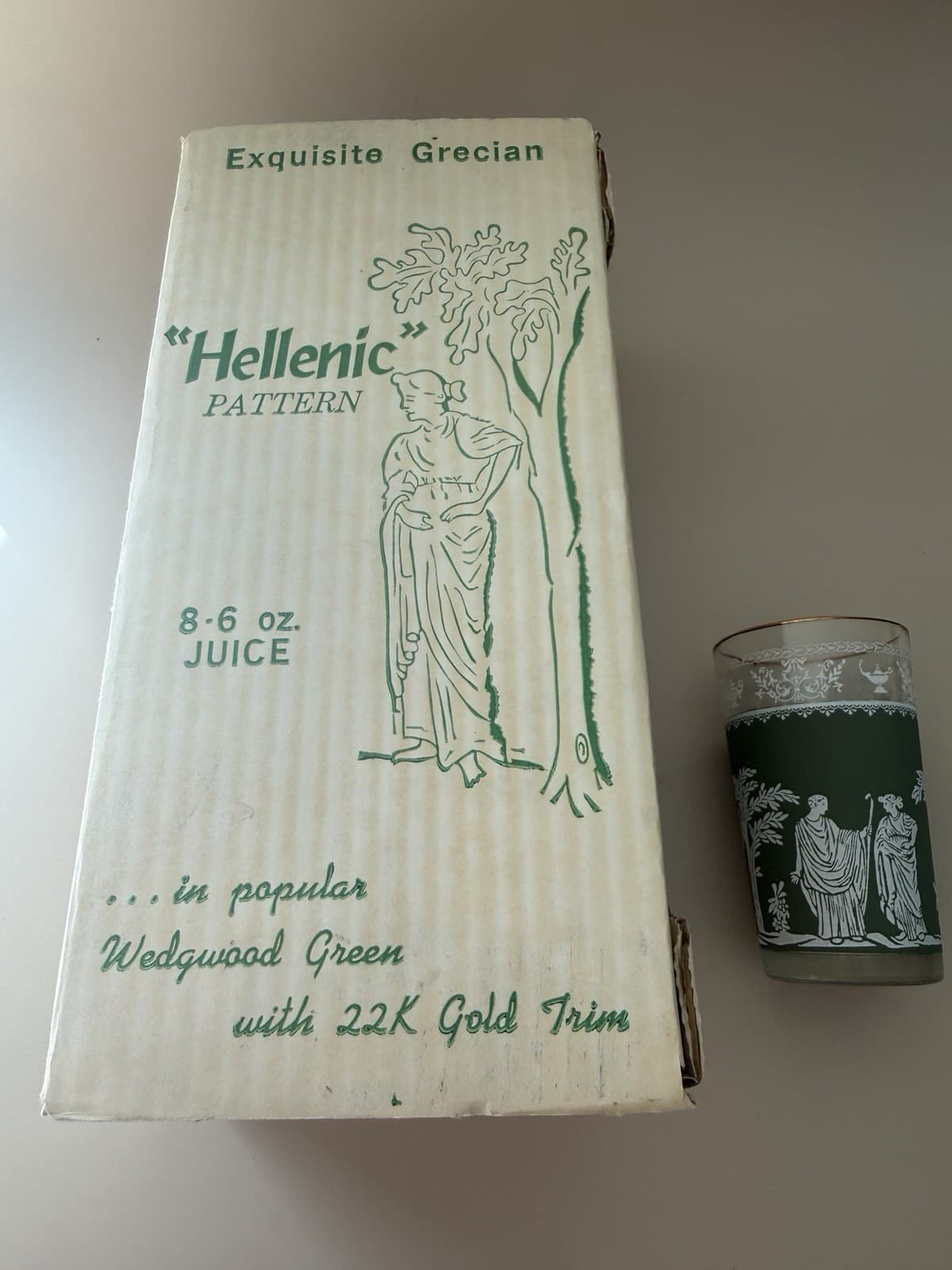 Vintage Hellenic Pattern 6 oz. Juice Glasses (Set of 8) - Thumbnail 2