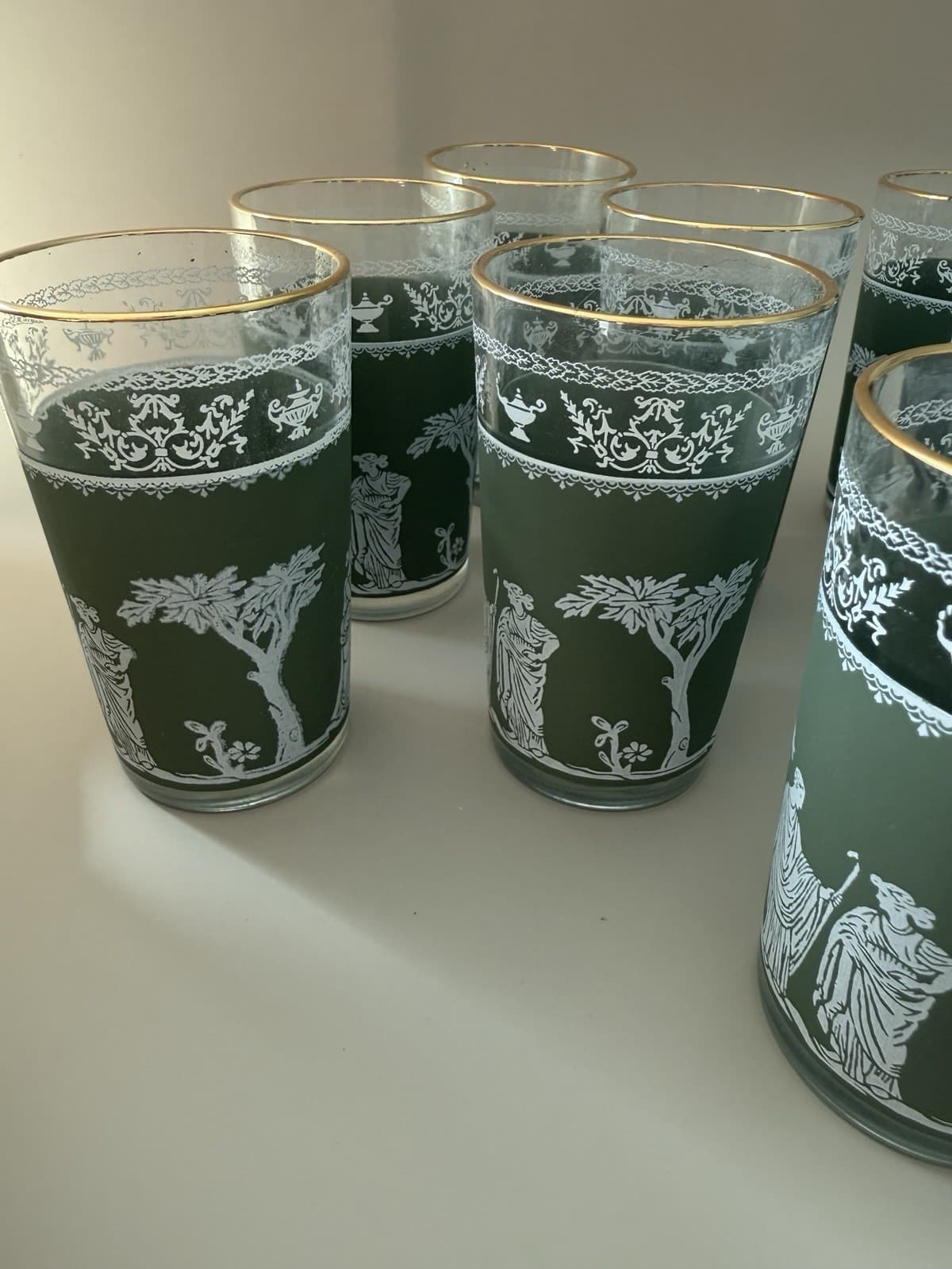 Vintage Hellenic Pattern 6 oz. Juice Glasses (Set of 8) - Thumbnail 5