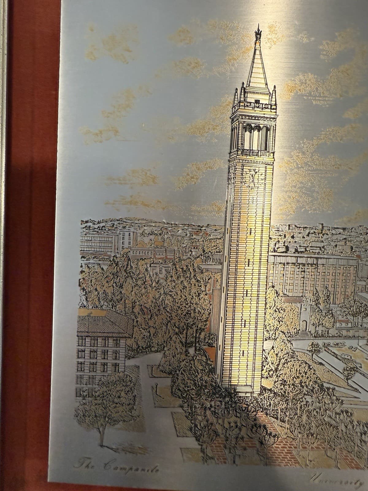 Vintage Reed & Barton Damascene Etching of UC Berkeley's Campanile - Thumbnail 7