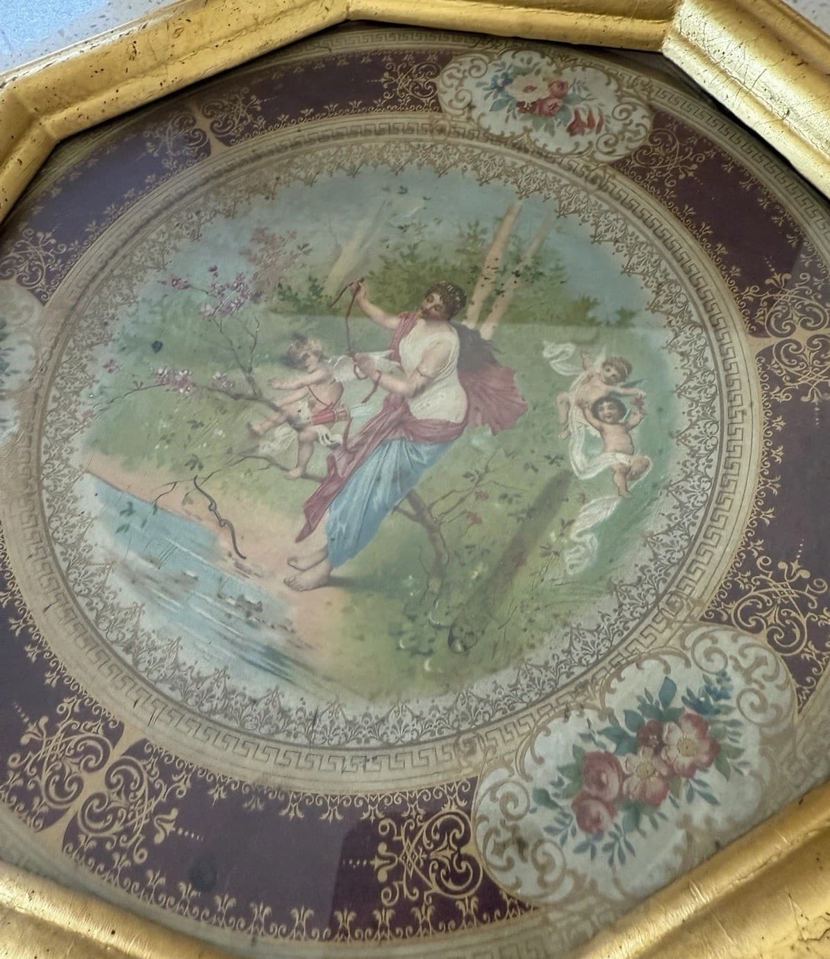 Antique Vienna Art Plate with Decorative Frame - Thumbnail 2