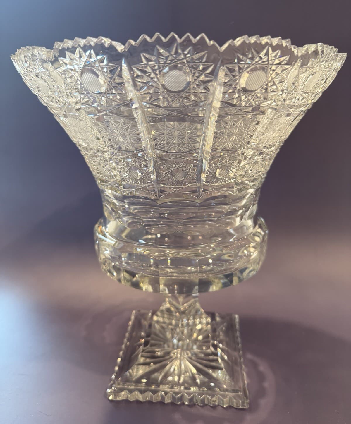 Vintage Cut Crystal Footed Vase