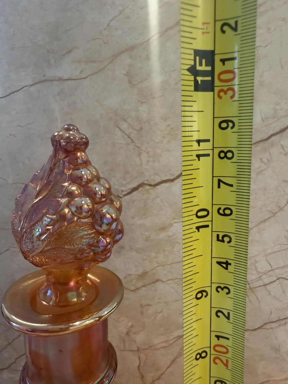 Vintage Grape Pattern Carnival Glass Decanter Set, Estate Find - Thumbnail 3