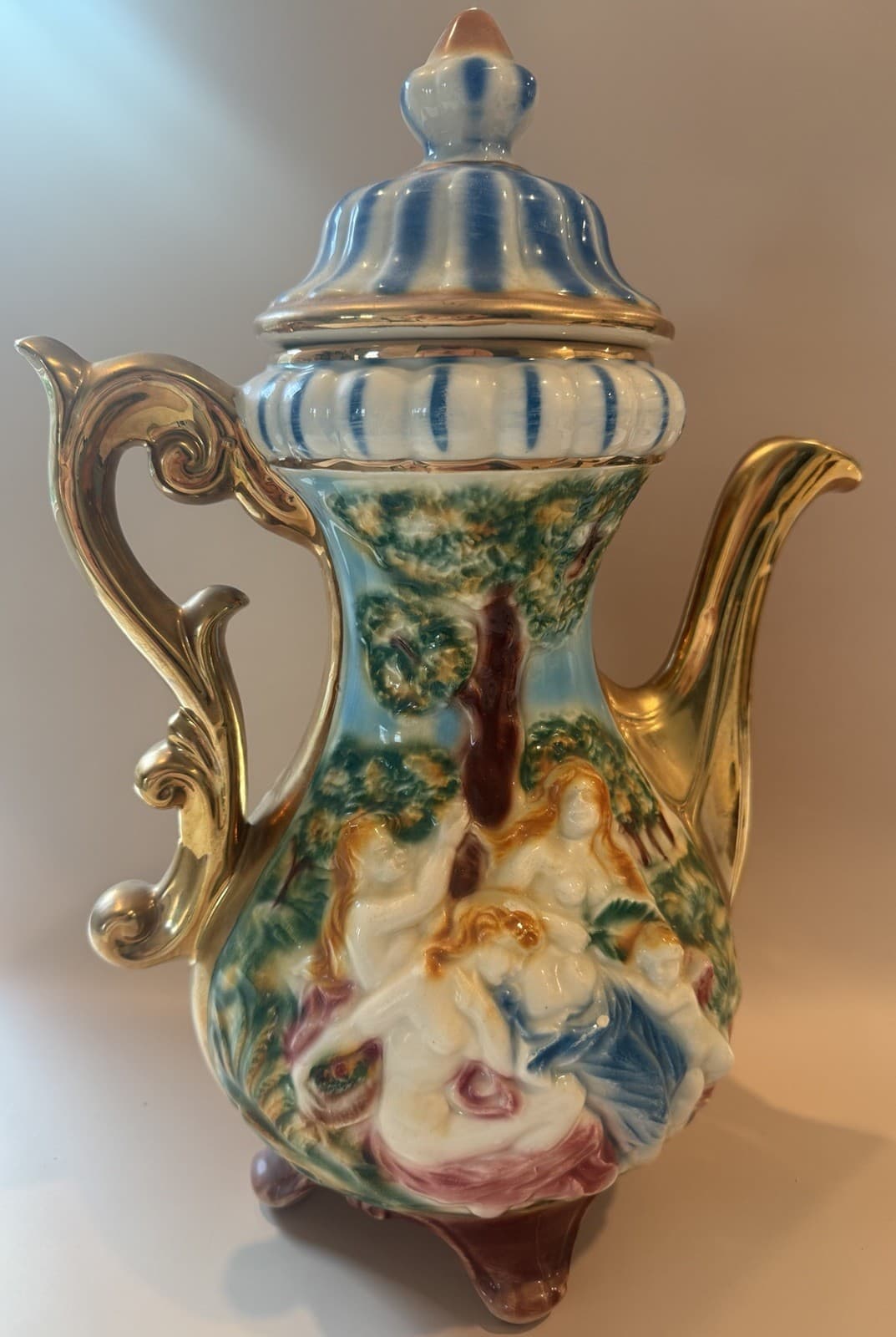 Vintage Norleans Large Capodimonte-Style Porcelain Teapot Made in Italy