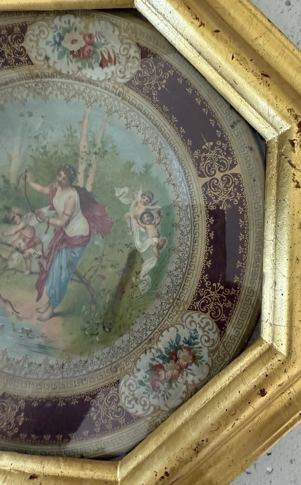 Antique Vienna Art Plate with Decorative Frame - Thumbnail 4